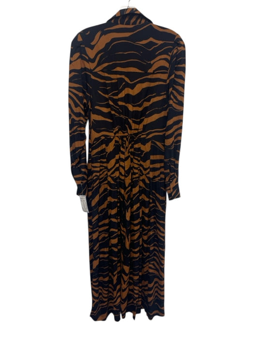 Socialite Size XS Black & Brown Rayon Animal Print Stripe Long Sleeve Dress Black & Brown / XS