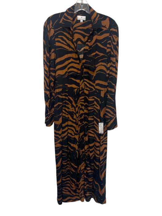 Socialite Size XS Black & Brown Rayon Animal Print Stripe Long Sleeve Dress Black & Brown / XS