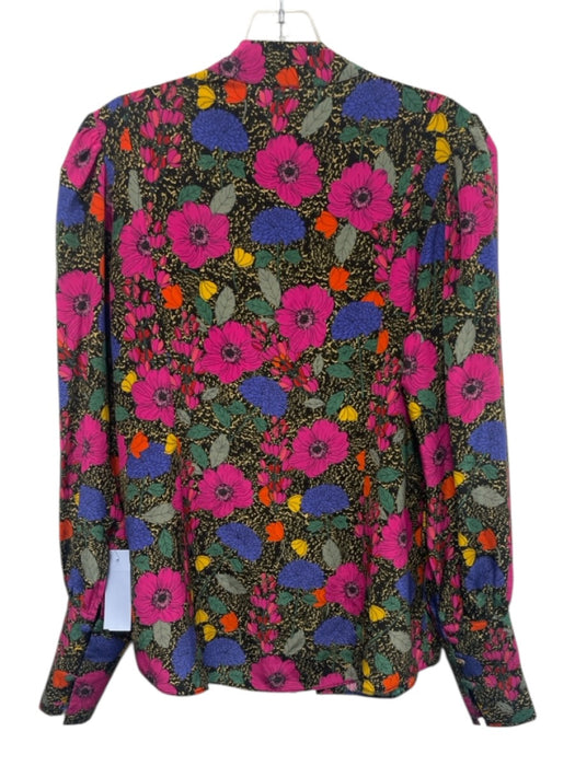 Hunter Bell Size Est S Black, Purple & Multi Silk Button Front Floral Top Black, Purple & Multi / Est S