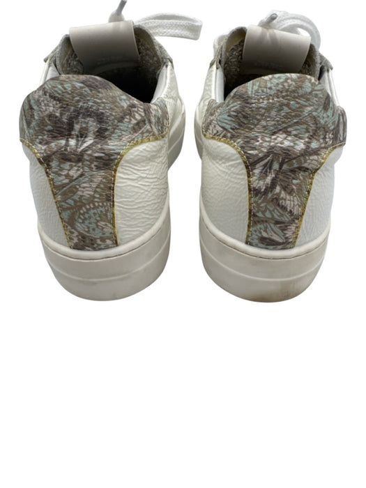 P448 Shoe Size 38 White & Gray Leather Upper Perforated Logo Shimmer Sneakers White & Gray / 38