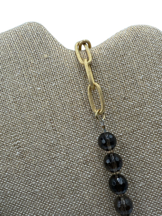 Mollybeads Gold Tone & Gunmetal Metal Chain Faceted Bead Smoky Quartz Necklace Gold Tone & Gunmetal