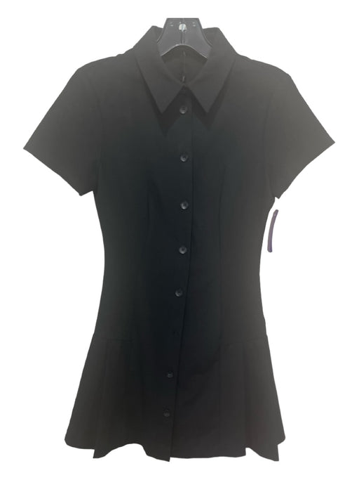 Zara Size XS Black Polyester Blend Collared Button Up Short Sleeve Dress Black / XS