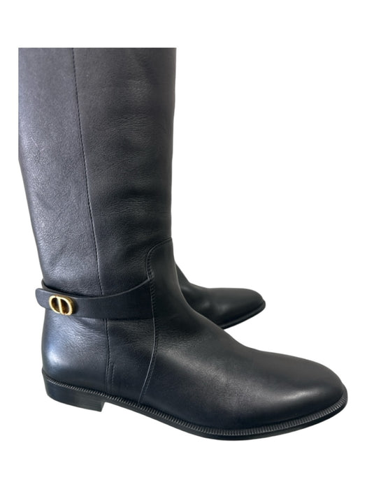 Dior Shoe Size 36.5 Black Leather goldtone hardware Box Included Riding Boots Black / 36.5