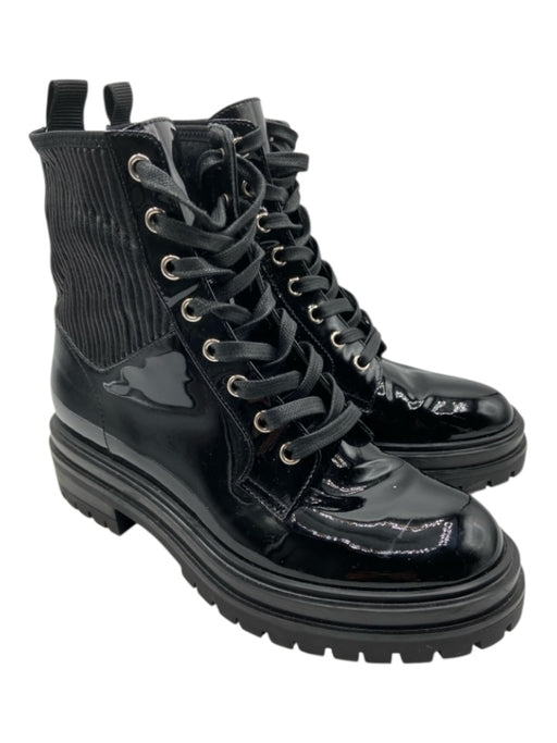 Gianvito Rossi Shoe Size 36.5 Black Patent Leather Leather Fluted Booties Black / 36.5