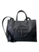 Telfar Black Polyurethane Blend Double Top Handle Crossbody Tote Logo Bag Black / L