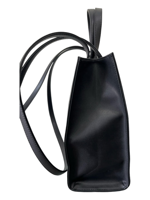 Telfar Black Polyurethane Blend Double Top Handle Crossbody Tote Logo Bag Black / L