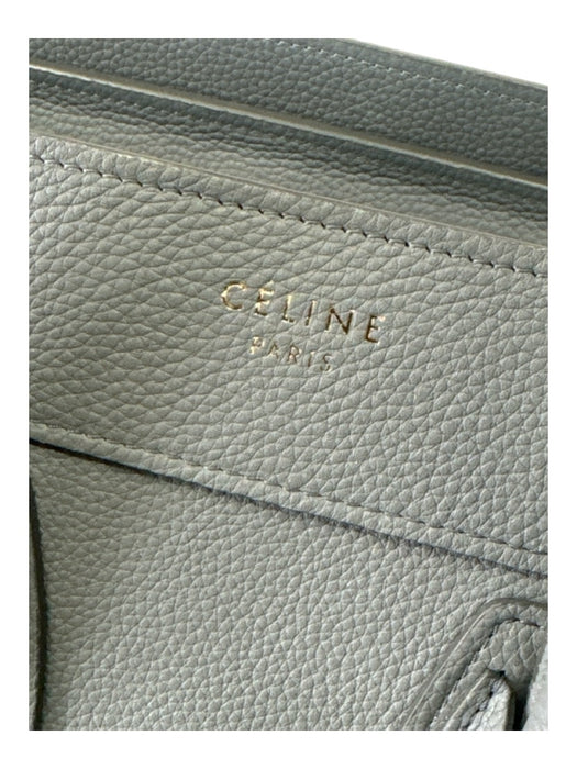 Celine Gray Calfskin Double Top Handle Gold Hardware Handbag Top Zip Bag Gray / M