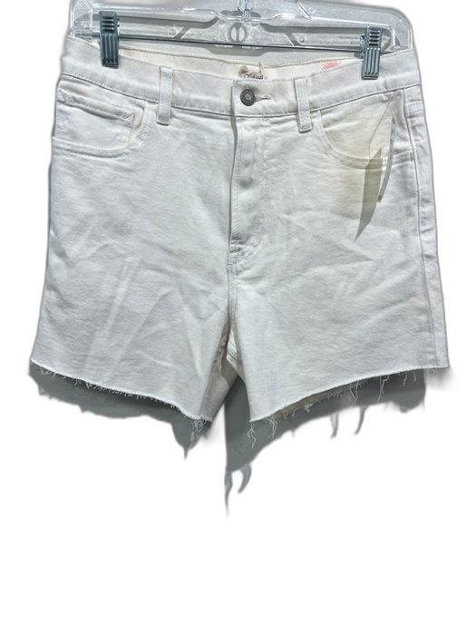 Faherty Size 27 Off White Cotton Blend Denim High Rise Raw Hem Shorts Off White / 27