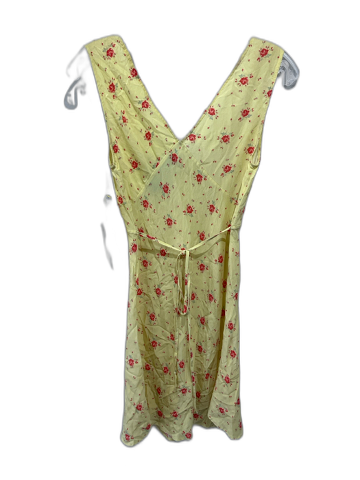 Realisation Size S Yellow & red Floral Sleeveless V Neck Tie Back Dress Yellow & red / S