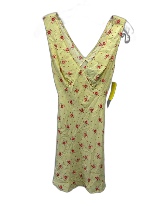 Realisation Size S Yellow & red Floral Sleeveless V Neck Tie Back Dress Yellow & red / S
