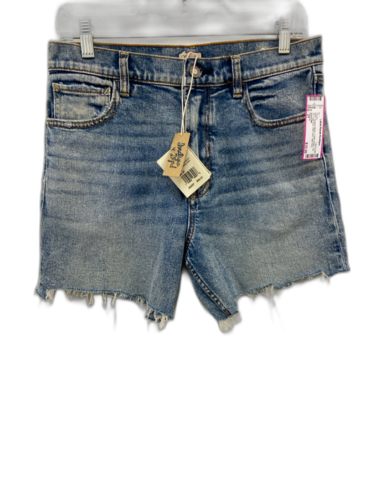 Faherty Size 27 Medium Wash Cotton Denim Zip Fly High Rise Raw Hem Shorts Medium Wash / 27