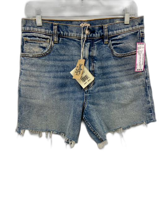Faherty Size 27 Medium Wash Cotton Denim Zip Fly High Rise Raw Hem Shorts Medium Wash / 27