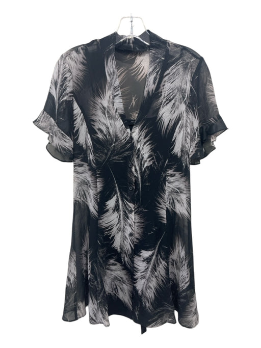 All Saints Size XS Black & White Polyester Mesh Overlay Abstract Mini Dress Black & White / XS