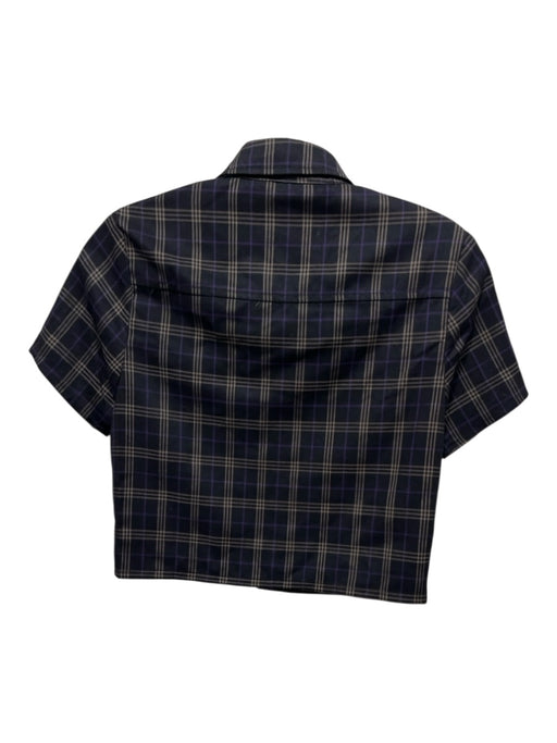 Disturbia Size 2 Black, Purple, Taupe Polyester Blend Short Sleeve Plaid Top Black, Purple, Taupe / 2