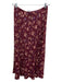 Reformation Size 4P Burgundy Red, Multi Viscose Blend Back Zip Floral Midi Skirt Burgundy Red, Multi / 4P