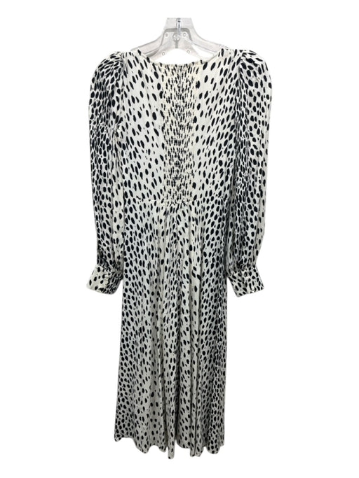 Reformation Size 2 Cream & Black Viscose Blend Spotted Scoop Neck Dress Cream & Black / 2