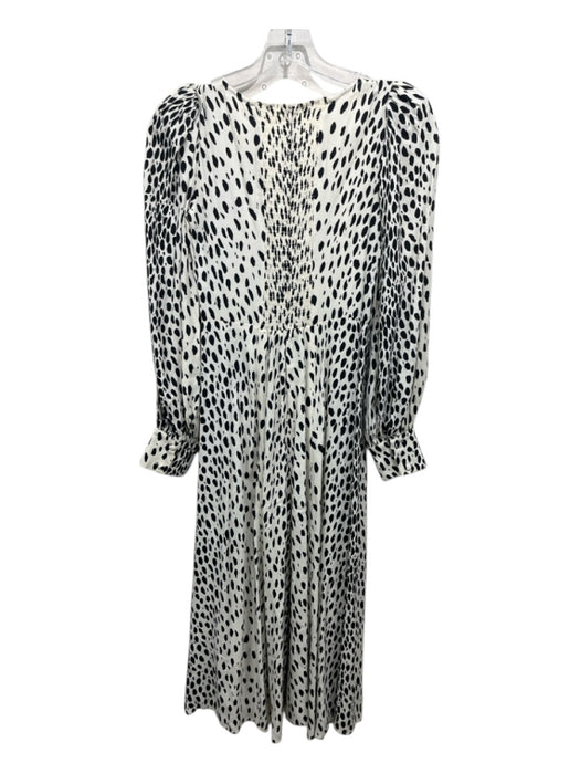 Reformation Size 2 Cream & Black Viscose Blend Spotted Scoop Neck Dress Cream & Black / 2