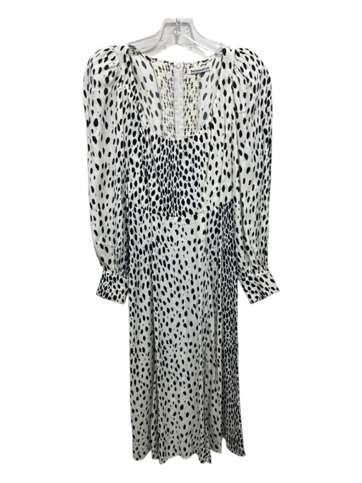 Reformation Size 2 Cream & Black Viscose Blend Spotted Scoop Neck Dress Cream & Black / 2