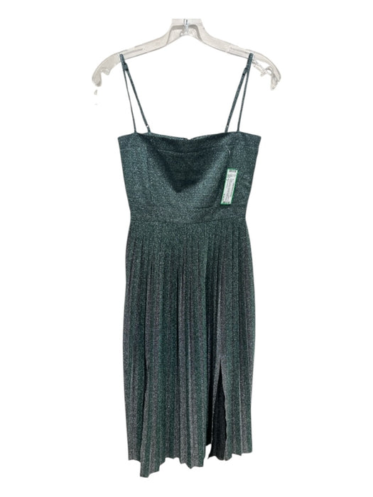 Misha Collection Size 2 Green & Silver Polyester & Lurex Spaghetti Strap Dress Green & Silver / 2