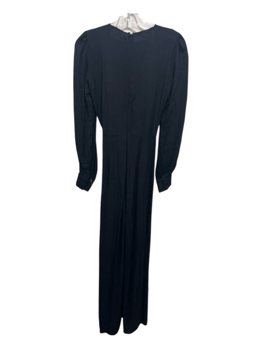 Reformation Size 2 Black Viscose Blend Long Sleeve Surplice Back Zip Jumpsuit Black / 2