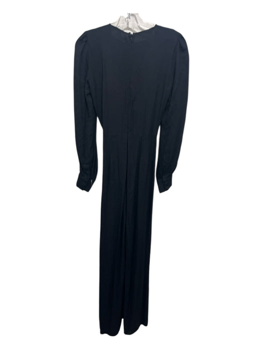 Reformation Size 2 Black Viscose Blend Long Sleeve Surplice Back Zip Jumpsuit Black / 2