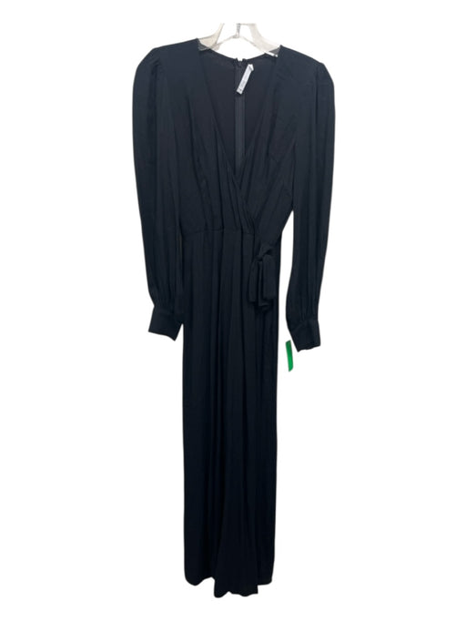Reformation Size 2 Black Viscose Blend Long Sleeve Surplice Back Zip Jumpsuit Black / 2
