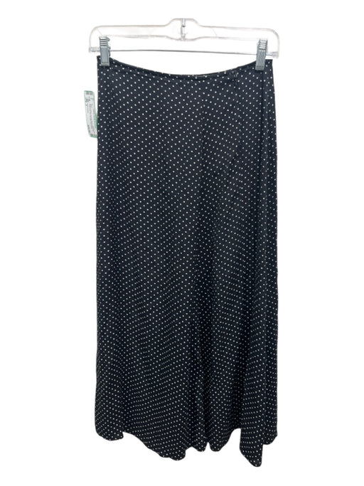 Reformation Size 2 Black & White Viscose Blend Back Zip Polka Dot Midi Skirt Black & White / 2