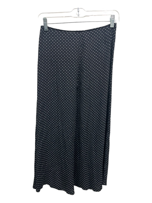 Reformation Size 2 Black & White Viscose Blend Back Zip Polka Dot Midi Skirt Black & White / 2