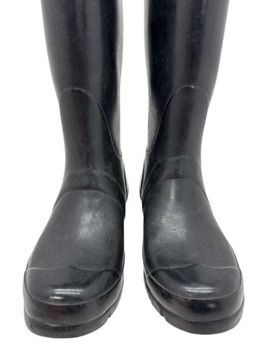 Hunter Shoe Size 5 Black Rubber Round Toe Block Heel Buckle Detail Boots Black / 5