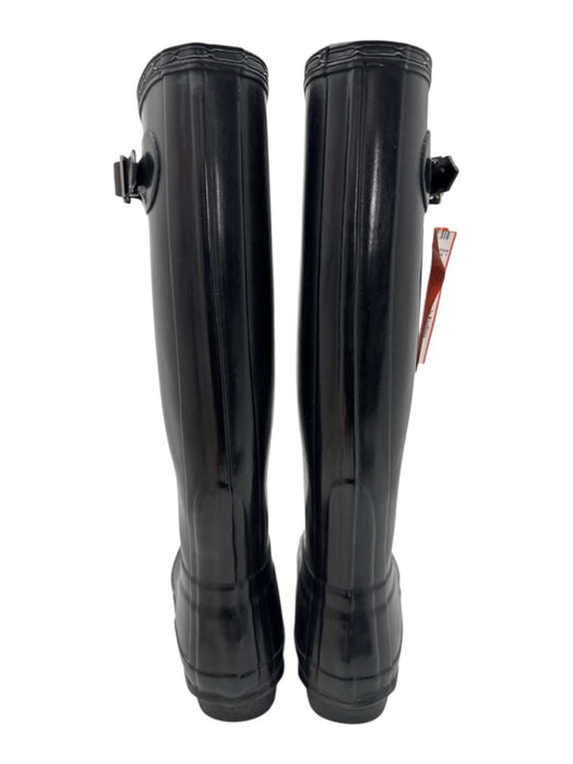 Hunter Shoe Size 5 Black Rubber Round Toe Block Heel Buckle Detail Boots Black / 5