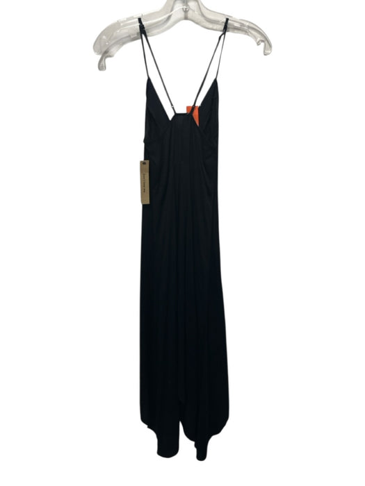 Reformation Size 0 Black Viscose Blend Spaghetti Strap Button Up Dress Black / 0