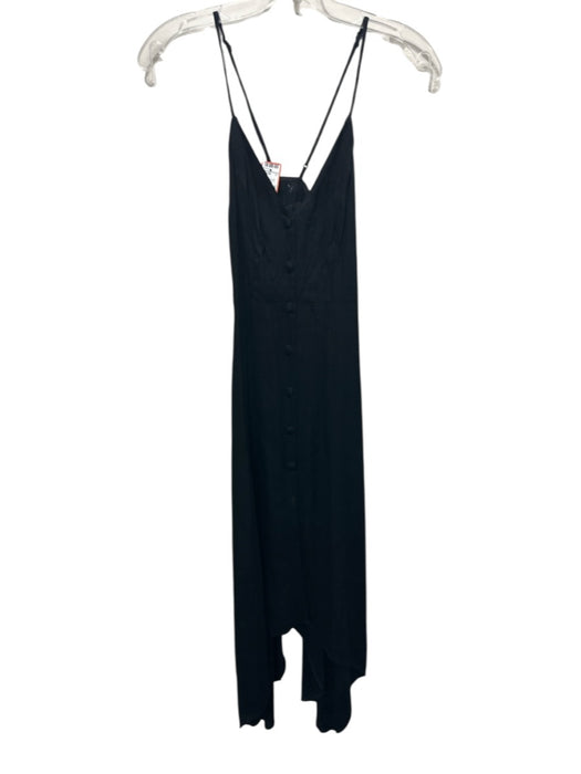 Reformation Size 0 Black Viscose Blend Spaghetti Strap Button Up Dress Black / 0
