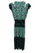 Maje Size 1 Seafoam Green & Multi Viscose Cap Sleeve Floral Color Block Dress Seafoam Green & Multi / 1