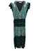 Maje Size 1 Seafoam Green & Multi Viscose Cap Sleeve Floral Color Block Dress Seafoam Green & Multi / 1