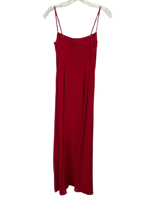 Reformation Size Est XS Red Spaghetti Strap Slit Back Zip Maxi Dress Red / Est XS
