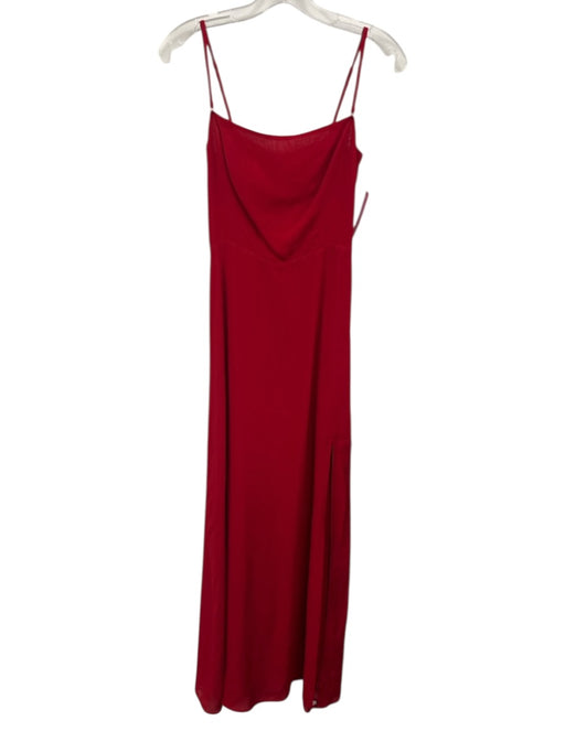 Reformation Size Est XS Red Spaghetti Strap Slit Back Zip Maxi Dress Red / Est XS