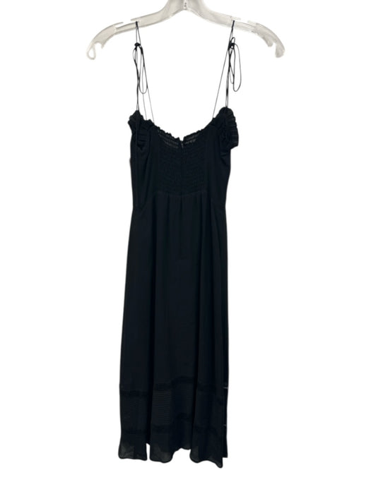 Reformation Size 0 Black Viscose Spaghetti Strap Lace Cut Out Ruffle Trim Dress Black / 0