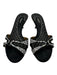 Dolce & Gabbana Shoe Size 40 Black Leather Satin Embellished Kitten Heel Sandals Black / 40