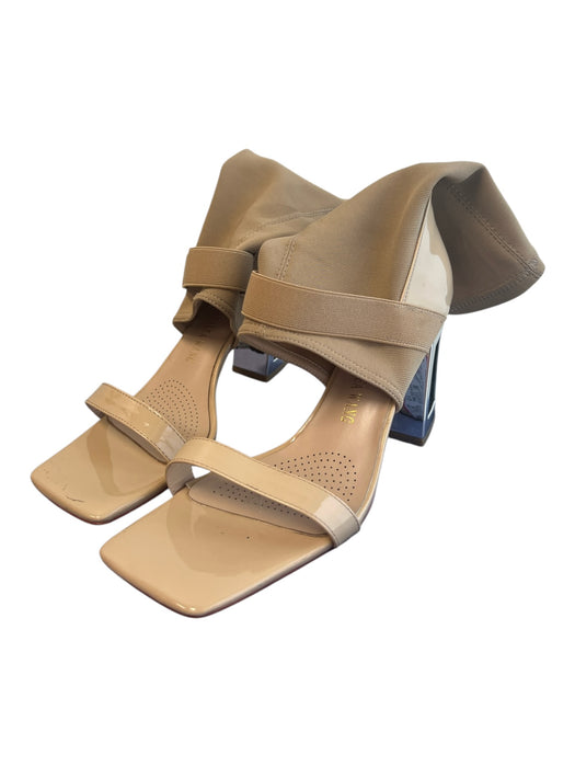 AZALEA WANG Shoe Size 11 Tan & Silver Stretch Open Square Toe 1 strap Shoes Tan & Silver / 11