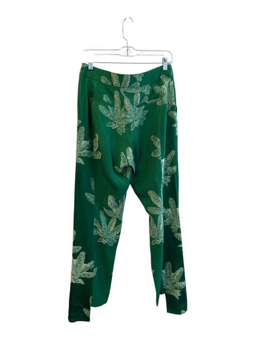 Hellessy Size 6 Green & White Acetate Blend Leaf Print Split Hem Pockets Pants Green & White / 6