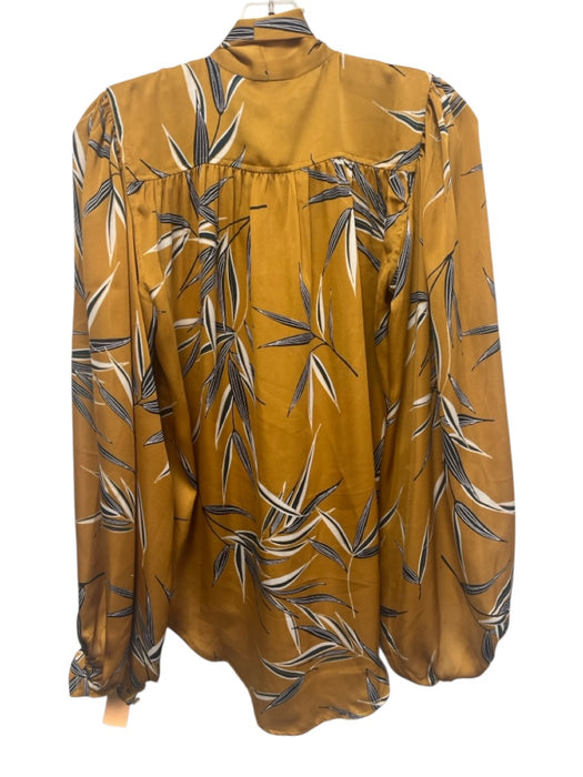 Equipment Femme Size XS Orange & Multi Polyester Tie Neck Long Sleeve Top Orange & Multi / XS