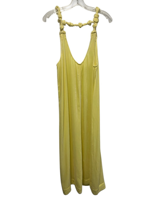 Ganni Size 38 Yellow Viscose & Silk Sleeveless Twist Velvet Dress Yellow / 38