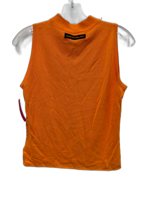Castelbajac Size 44 orange, beige, black Viscose Sleeveless Graphic Ribbed Top orange, beige, black / 44