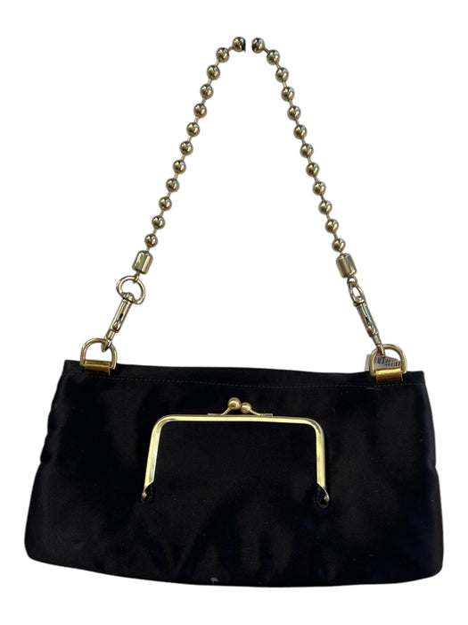 Coach Black Satin Gold hardware flap over Chain Strap Bag Black / Small