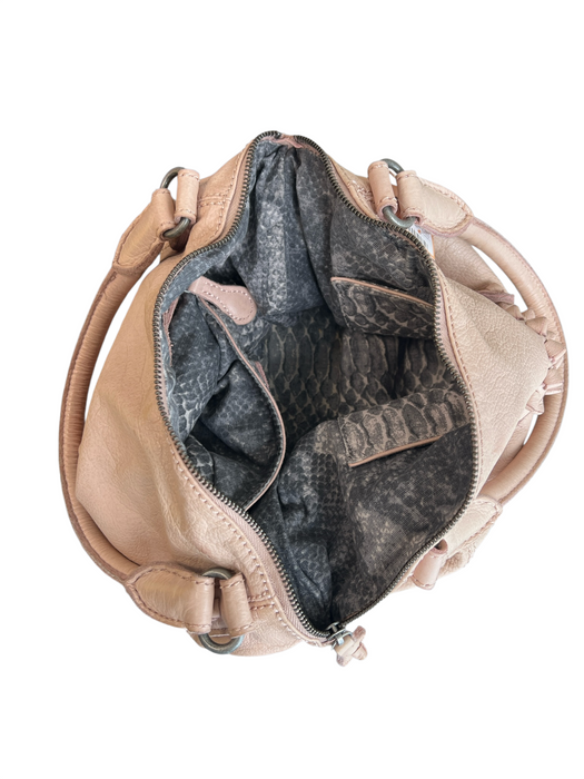 Liebeskind Tan Leather Spikes Solid Shoulder & Crossbody Strap Satchel Bag Tan