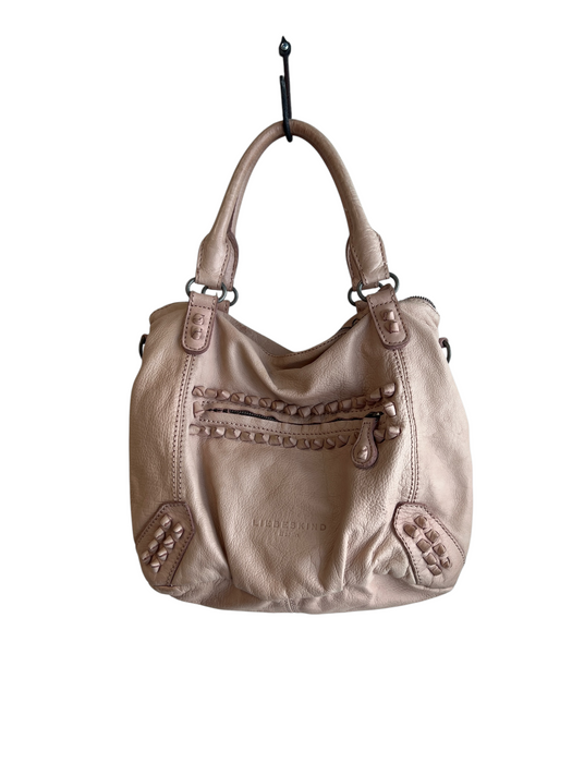 Liebeskind Tan Leather Spikes Solid Shoulder & Crossbody Strap Satchel Bag Tan