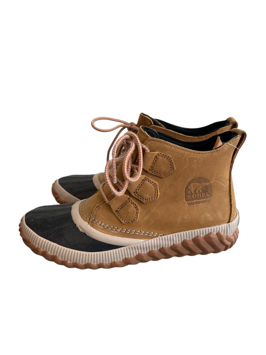 Sorel Shoe Size 5.5 Brown Leather Rubber Stich Detail Lace Up Waterproof Booties Brown / 5.5