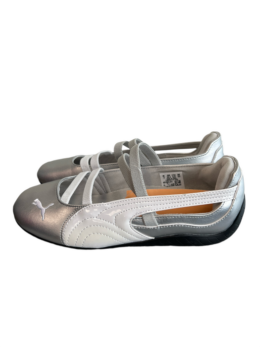 Puma Shoe Size 5.5 Silver Leather metalic Strappy Slip On Ballet Shoes Silver / 5.5