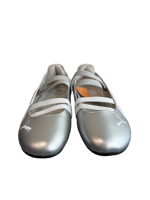 Puma Shoe Size 5.5 Silver Leather metalic Strappy Slip On Ballet Shoes Silver / 5.5