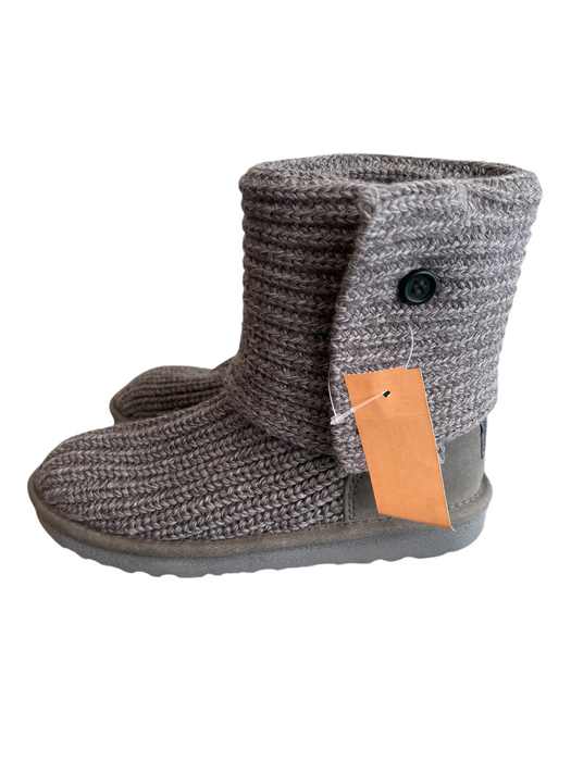 Ugg Shoe Size 3 Gray Knit Suede Buttons Round Toe Sweater Shoes Gray / 3